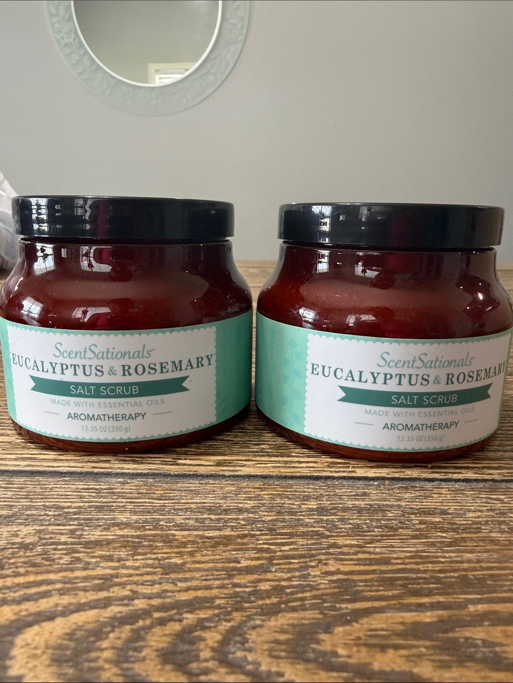Eucalyptus & Rosemary Salt Scrub — Mint Label 2 Pack Aromatherapy Sealed